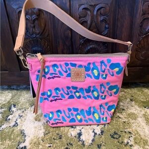Consuela Ellis Wedge Pink and Blue Leopard Print Women's Bag NWT